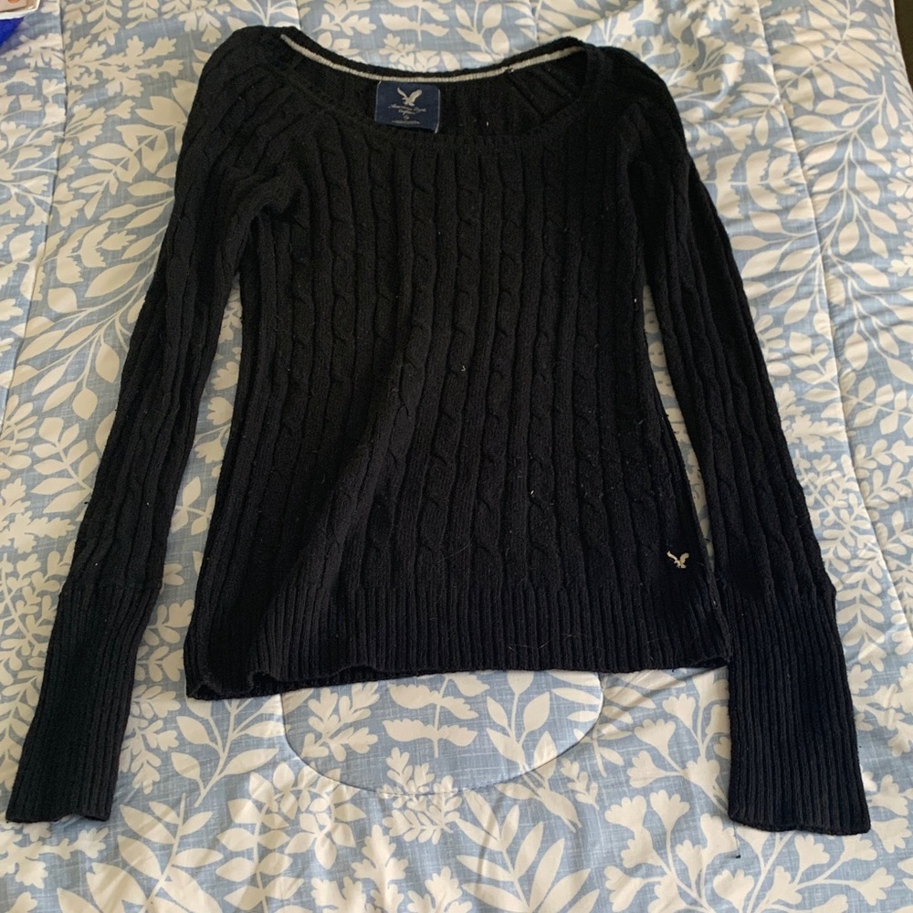 American Eagle Outfitters Black Cable Knit Sweater